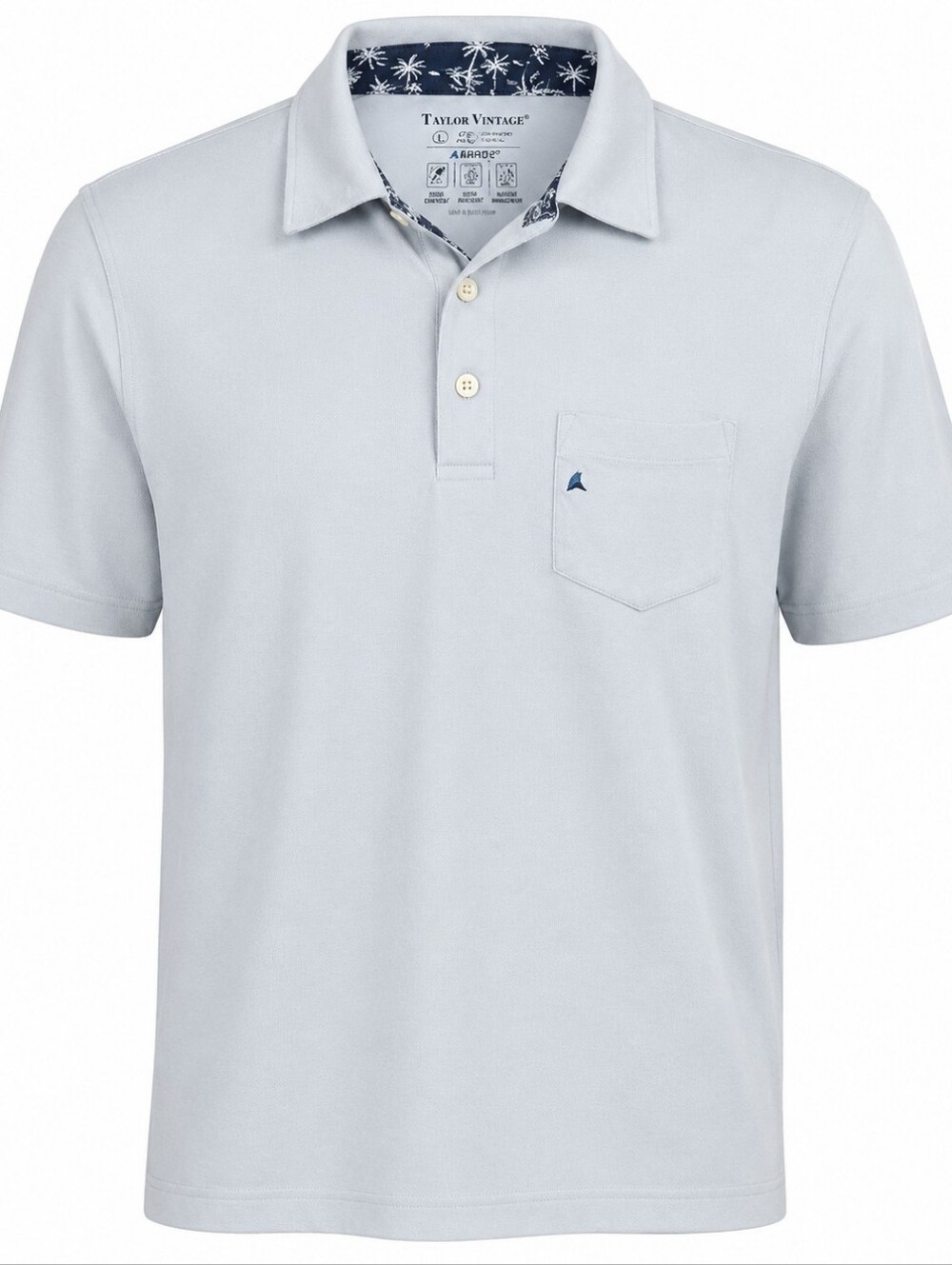 TAYLOR VINTAGE | Airotec Blue Cotton Stretch Pocket Performance Polo Shirt | L